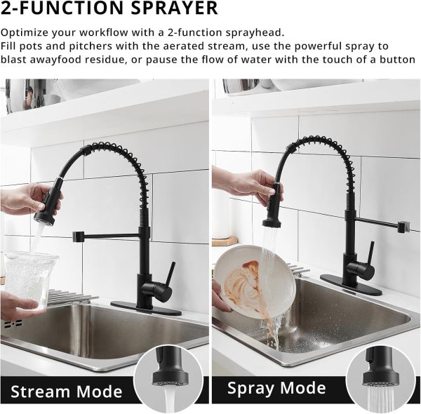AIMADI Black Kitchen Faucet Modern Stainless Steel Pull Down-2