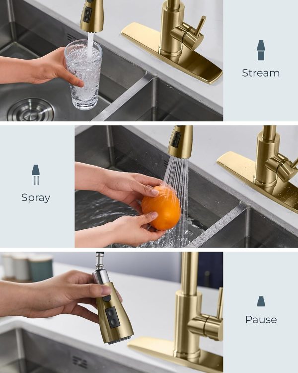 FORIOUS Kitchen Faucets with Pull Down Sprayer-2