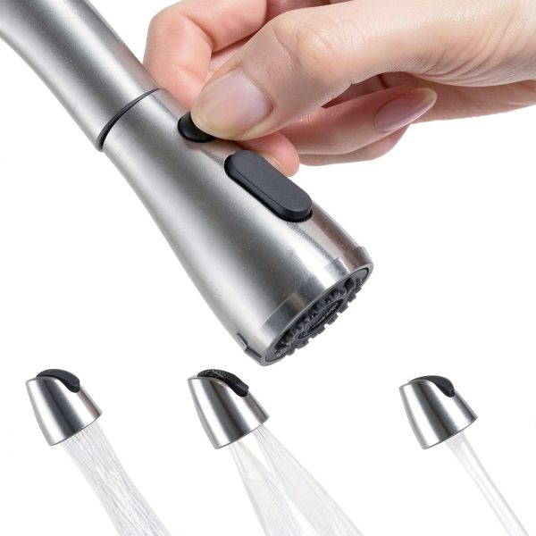RQJLZ Kitchen Sink Sprayer Head Brushed Nickel 3 Function-1