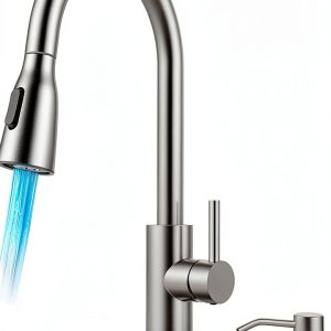 FORIOUS LED Kitchen Faucet Stainless Steel Transitional-0