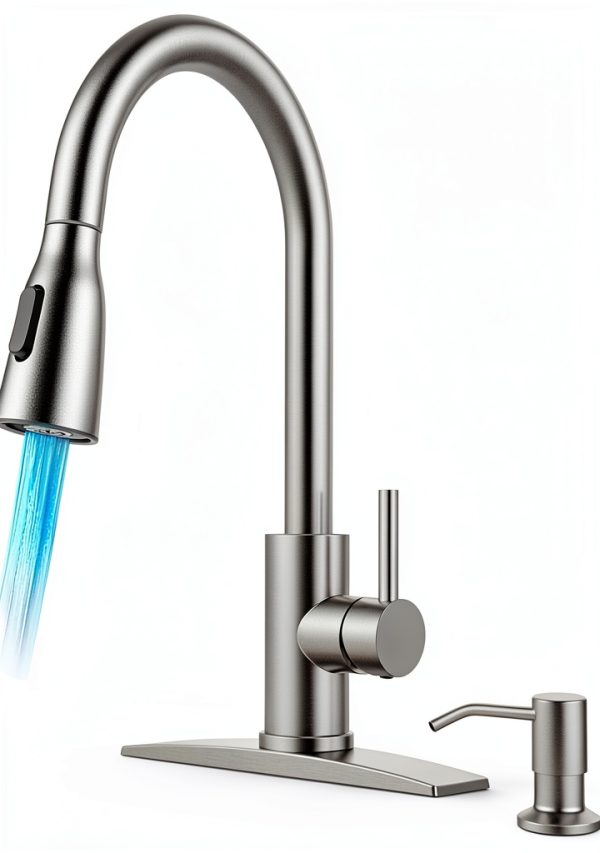 FORIOUS LED Kitchen Faucet Stainless Steel Transitional-0