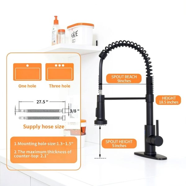 OWOFAN Black Pull Out Kitchen Faucet Stainless Steel-3
