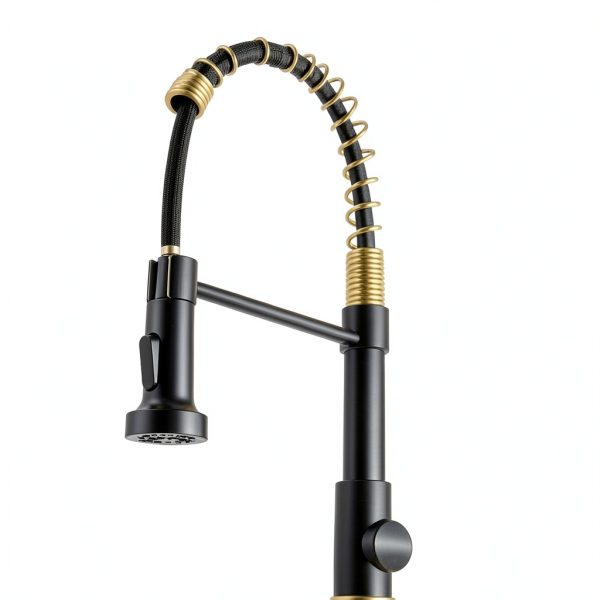 AIMADI Kitchen Faucet Black Gold Stainless Steel Pull Down-1