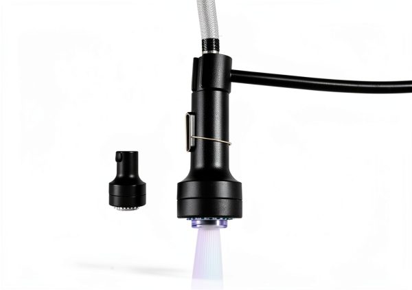 AIMADI Kitchen Faucet Matte Black LED Pull Down Sprayer-3
