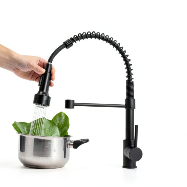 AIMADI Kitchen Faucet Matte Black LED Pull Down Sprayer-2