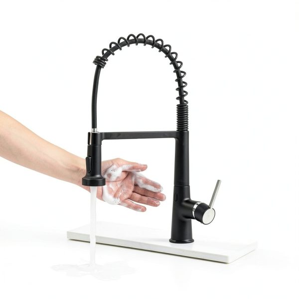 AIMADI Touchless Kitchen Faucet Black Modern Gooseneck-5