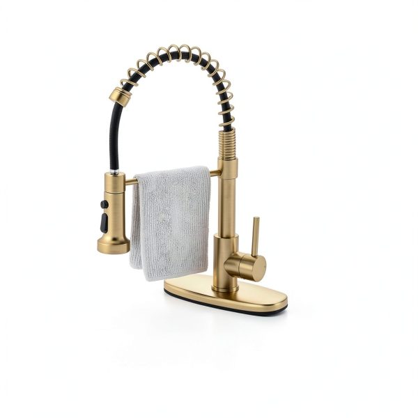 AIMADI Brushed Gold Kitchen Faucet Modern Brass Single-6