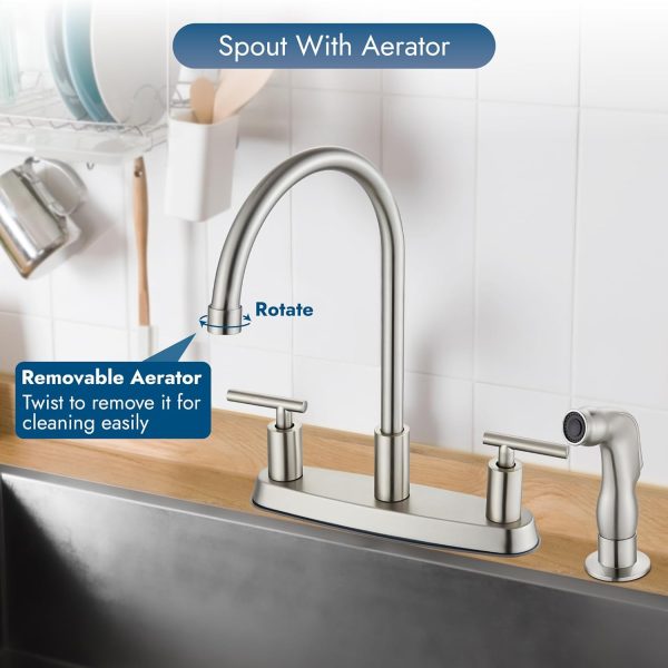 Cinwiny Kitchen Faucet Stainless Steel Side Sprayer High Arc-4