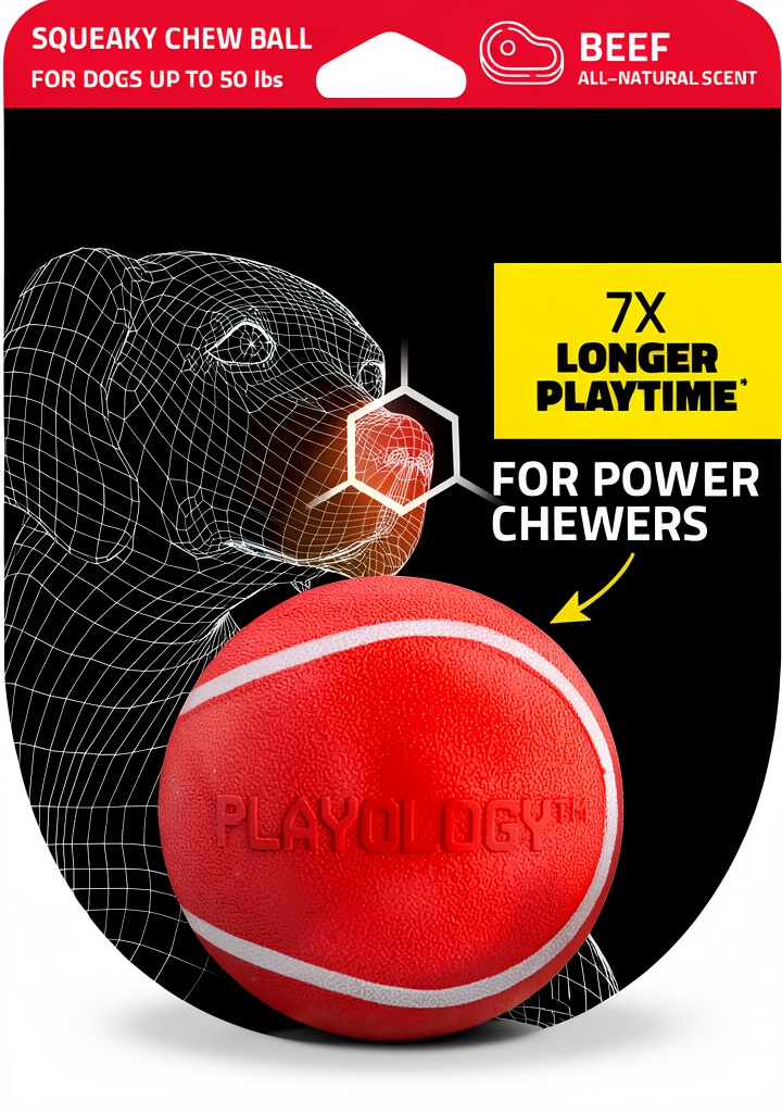 Playology Squeaky Dog Ball for Medium Breeds