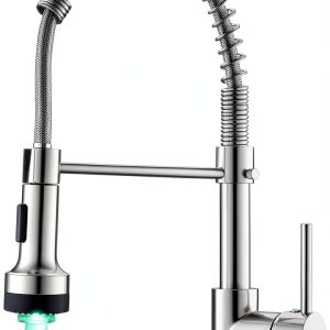 AIMADI LED Kitchen Faucet Brushed Nickel Pull Down Sprayer-0