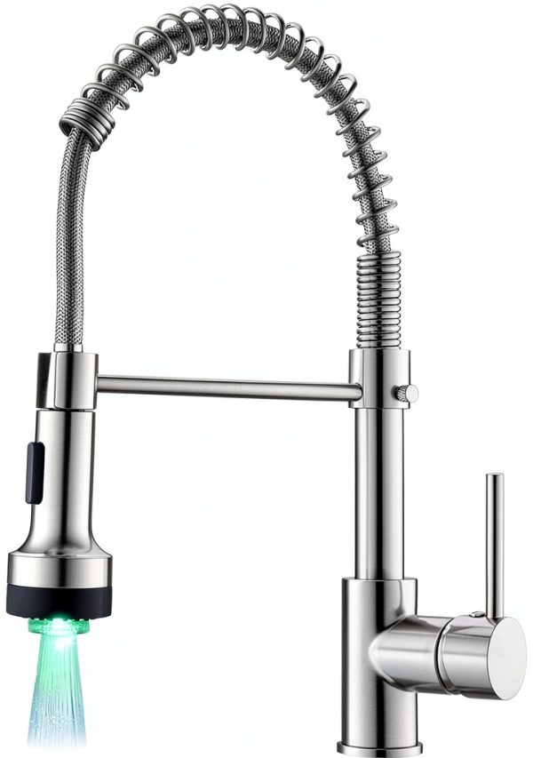 AIMADI LED Kitchen Faucet Brushed Nickel Pull Down Sprayer-0