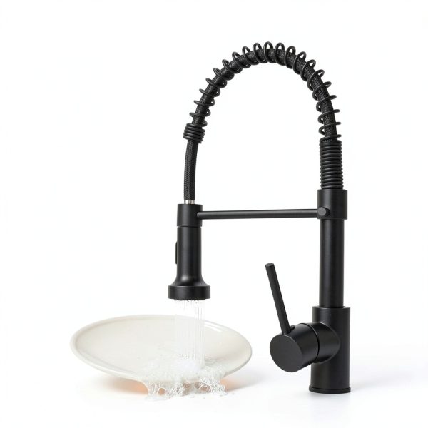 OWOFAN Black Pull Out Kitchen Faucet Stainless Steel-7