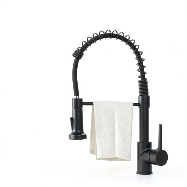 OWOFAN Black Pull Out Kitchen Faucet Stainless Steel-1