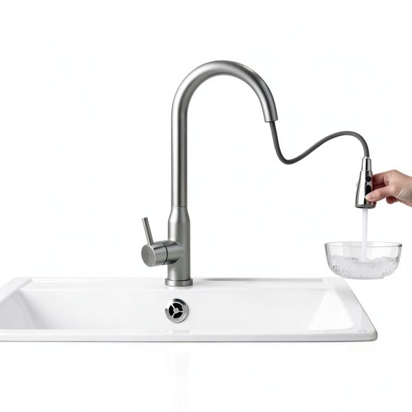 RQJLZ Kitchen Sink Sprayer Head Brushed Nickel 3 Function-2