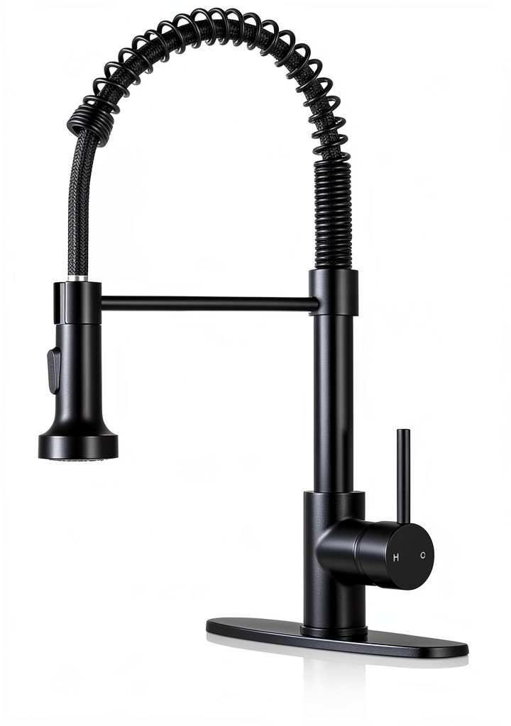 DJS kitchen faucet installed in a modern kitchen sink