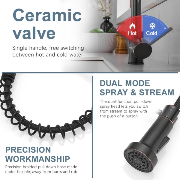 AIMADI Kitchen Faucet Oil Rubbed Bronze Pull Down Sprayer-2
