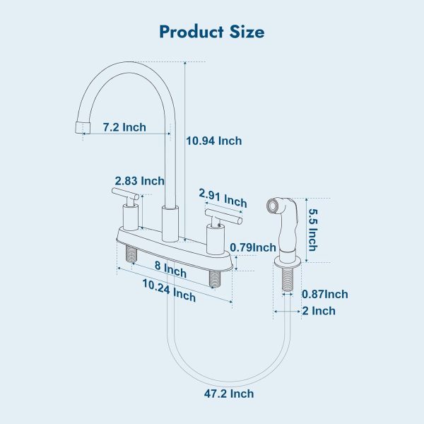 Cinwiny Kitchen Faucet Stainless Steel Side Sprayer High Arc-8