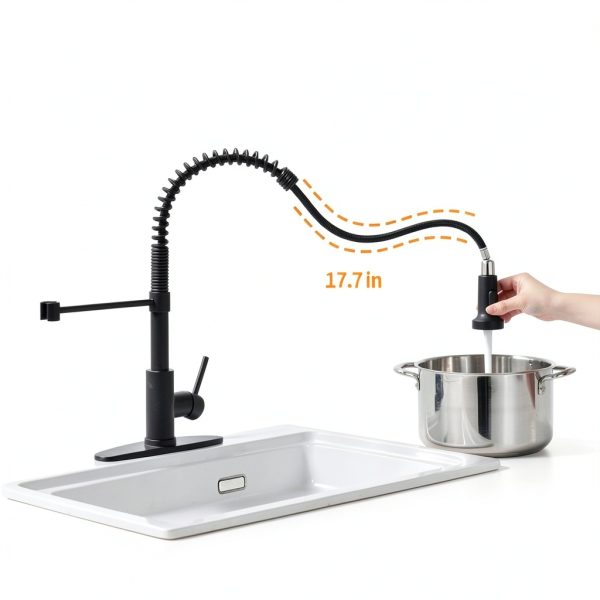 OWOFAN Black Pull Out Kitchen Faucet Stainless Steel-2