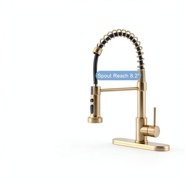 AIMADI Brushed Gold Kitchen Faucet Modern Brass Single-5