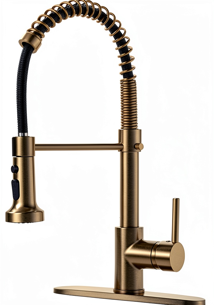 AIMADI Brushed Gold Kitchen Faucet installed in a modern sink