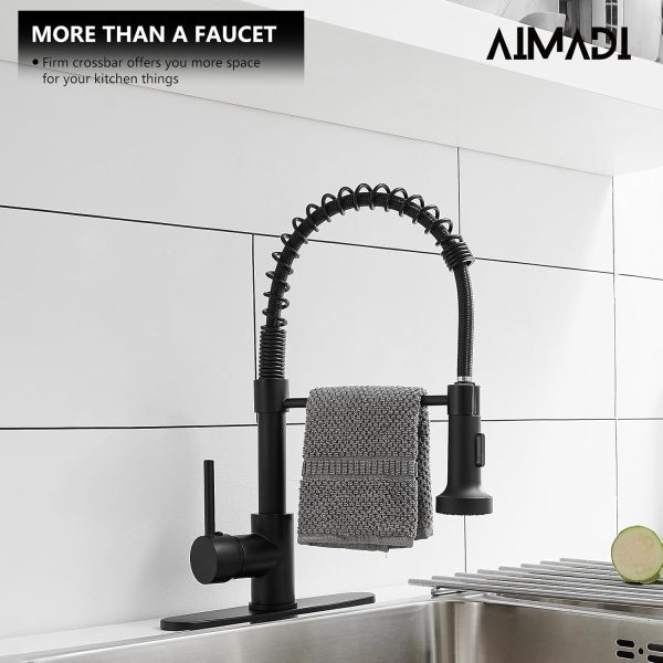 AIMADI Black Kitchen Faucet Modern Stainless Steel Pull Down-1