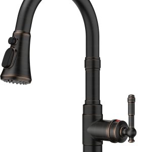 FORIOUS Vintage Kitchen Faucet Stainless Steel Pull Down-0