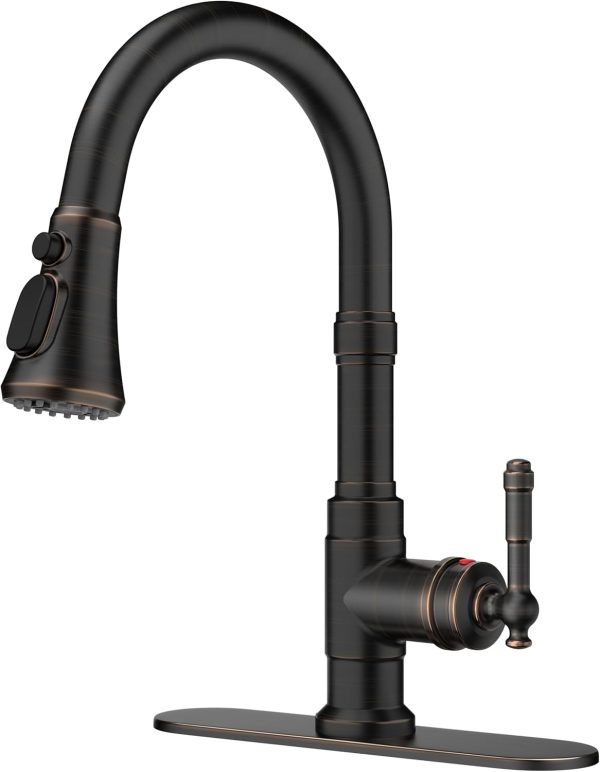 FORIOUS Vintage Kitchen Faucet Stainless Steel Pull Down-0