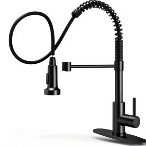 OWOFAN Black Pull Out Kitchen Faucet Stainless Steel-0