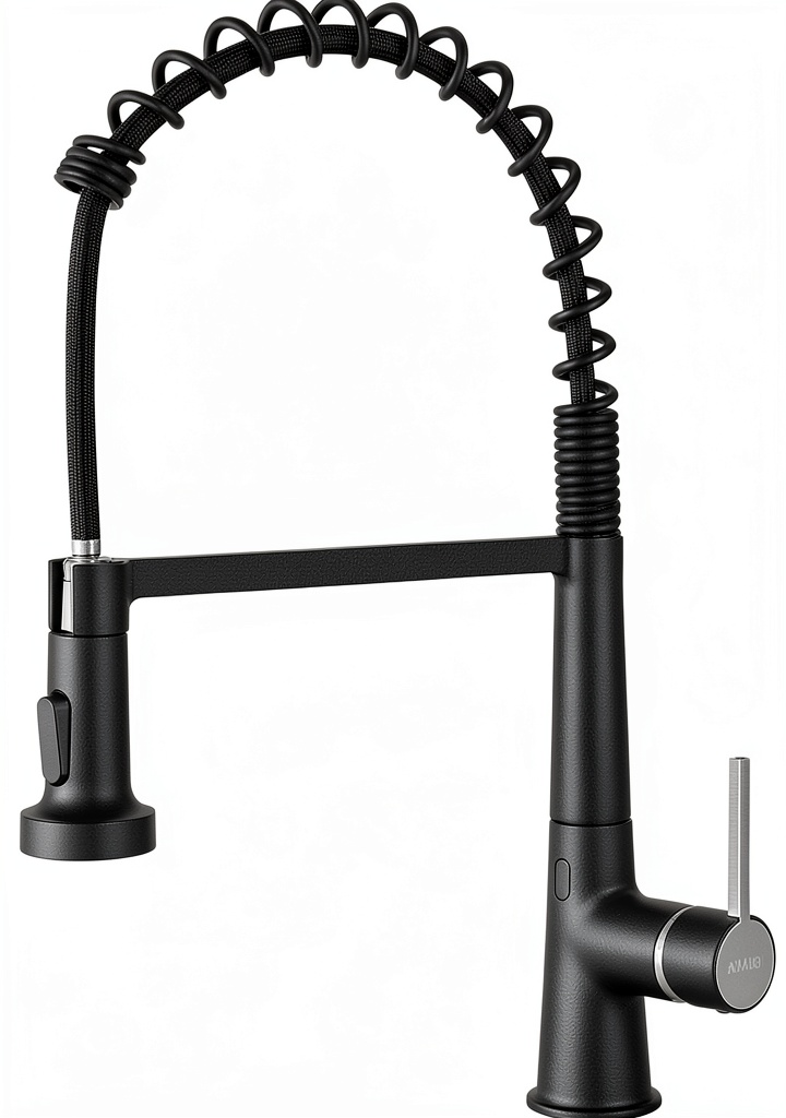 AIMADI touchless kitchen faucet in matte black finish installed in a contemporary kitchen