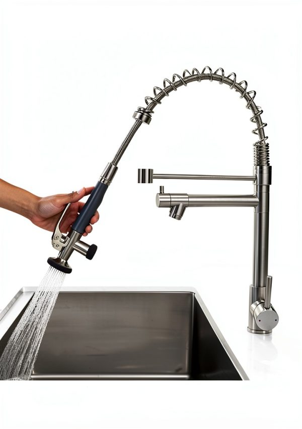 Kitchen Faucet Fapully Brushed Nickel PullDown-4