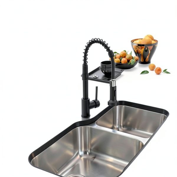 OWOFAN Black Pull Out Kitchen Faucet Stainless Steel-6