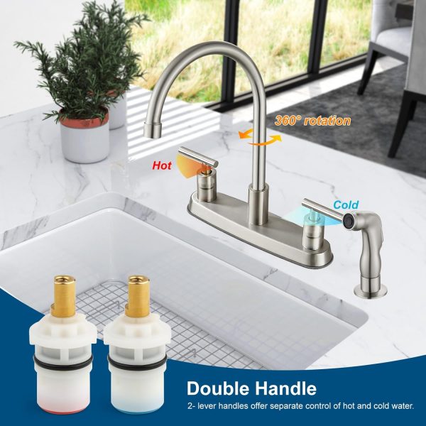 Cinwiny Kitchen Faucet Stainless Steel Side Sprayer High Arc-5