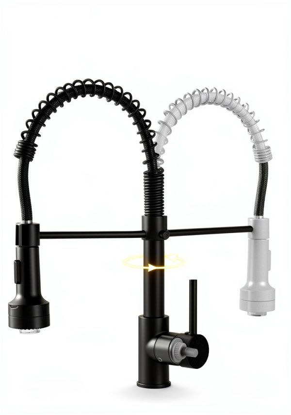 AIMADI Kitchen Faucet Matte Black LED Pull Down Sprayer-4