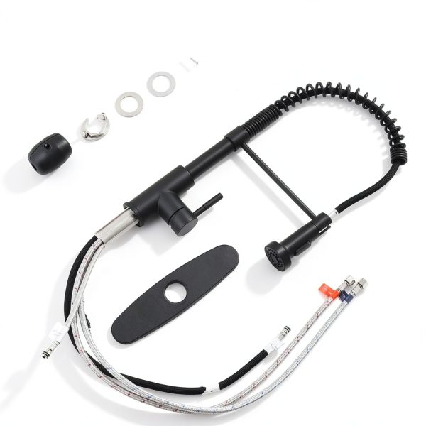 OWOFAN Black Pull Out Kitchen Faucet Stainless Steel-8