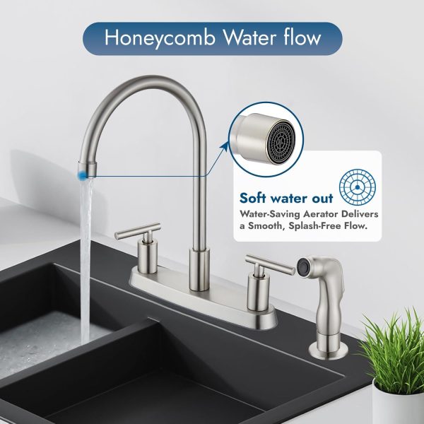 Cinwiny Kitchen Faucet Stainless Steel Side Sprayer High Arc-1