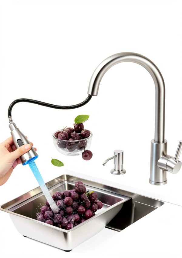FORIOUS LED Kitchen Faucet Stainless Steel Transitional-4