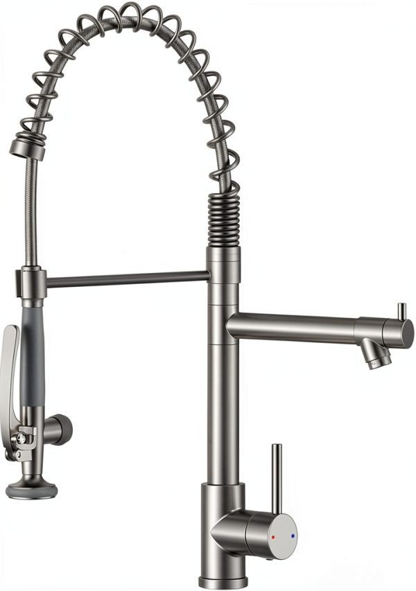 Kitchen Faucet Fapully Brushed Nickel PullDown-0
