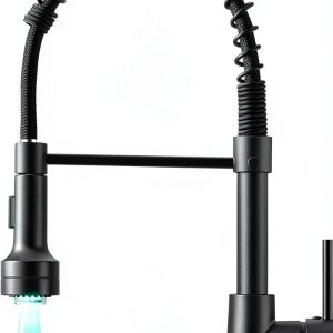 AIMADI Kitchen Faucet Matte Black LED Pull Down Sprayer-0