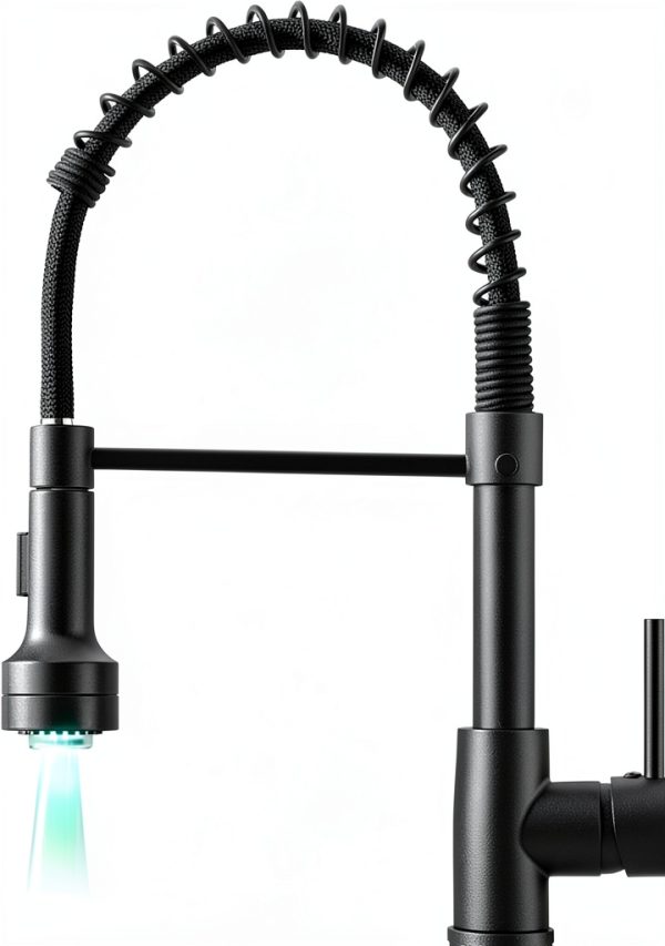 AIMADI Kitchen Faucet Matte Black LED Pull Down Sprayer-0