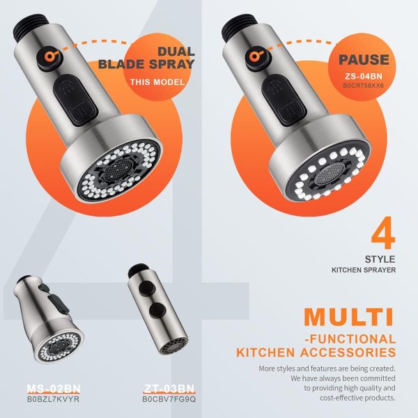 Heshanshijia Kitchen Faucet Head ABS Blade Spray Brushed-4