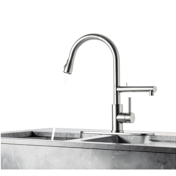 FEELSO Kitchen Faucet with Filter Pull Down Sprayer Brushed-5