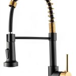 AIMADI Kitchen Faucet Black Gold Stainless Steel Pull Down-0