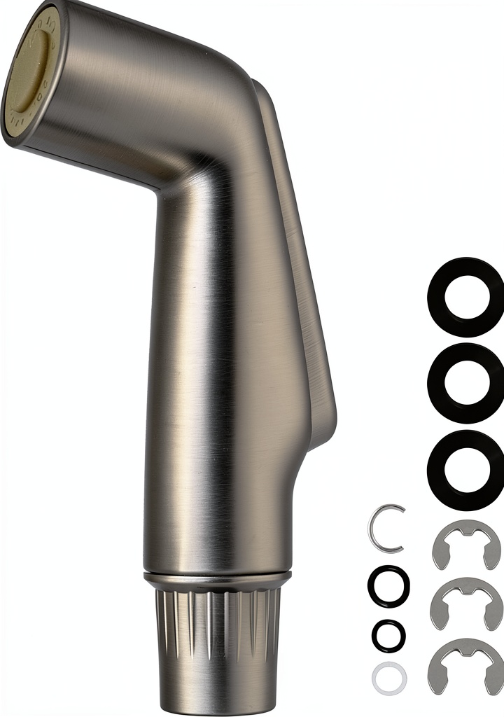 Hygie Rinse sprayer installed on a kitchen sink