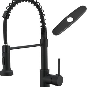 AIMADI Black Kitchen Faucet Modern Stainless Steel Pull Down-0