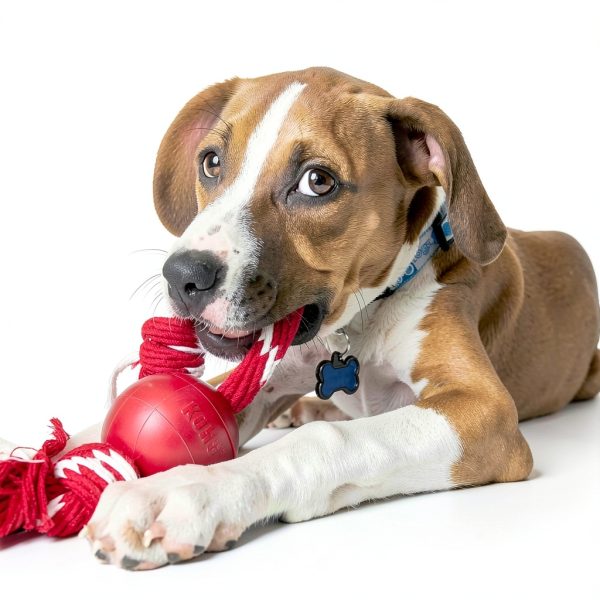 KONG Ball with Rope Dog Toy for Fetch Play-2