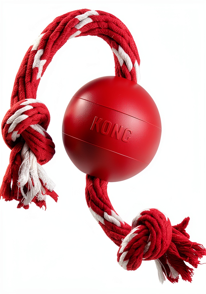 KONG Ball with Rope on a grassy field