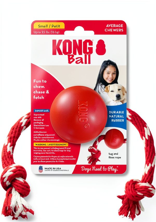 KONG Ball with Rope Dog Toy for Fetch Play-1