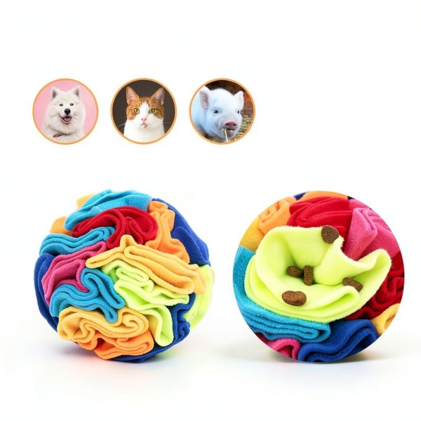 Snuffle Ball Ablechien Dog Toy Soft Fleece Treat Hider Rainbow Design-1