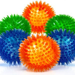 Sharlovy Dog Toy Balls Multi Color Spiky Set 6 Pack Small to Large-0