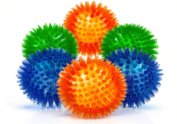 Sharlovy Dog Toy Balls Multi Color Spiky Set 6 Pack Small to Large-0